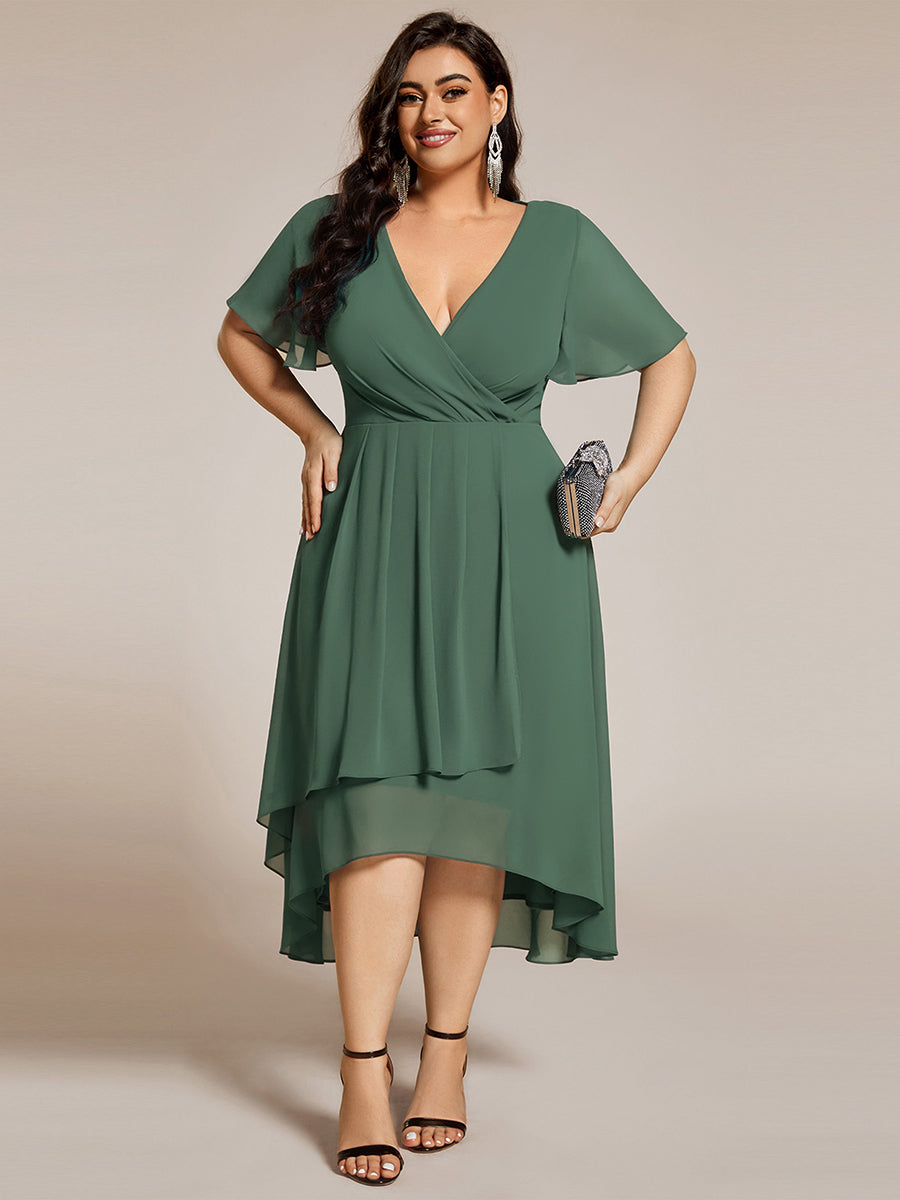 Funkelndes Abendkleid in A-Linie mit Empire-Taille und langen ?rmeln #farbe_Eukalyptus