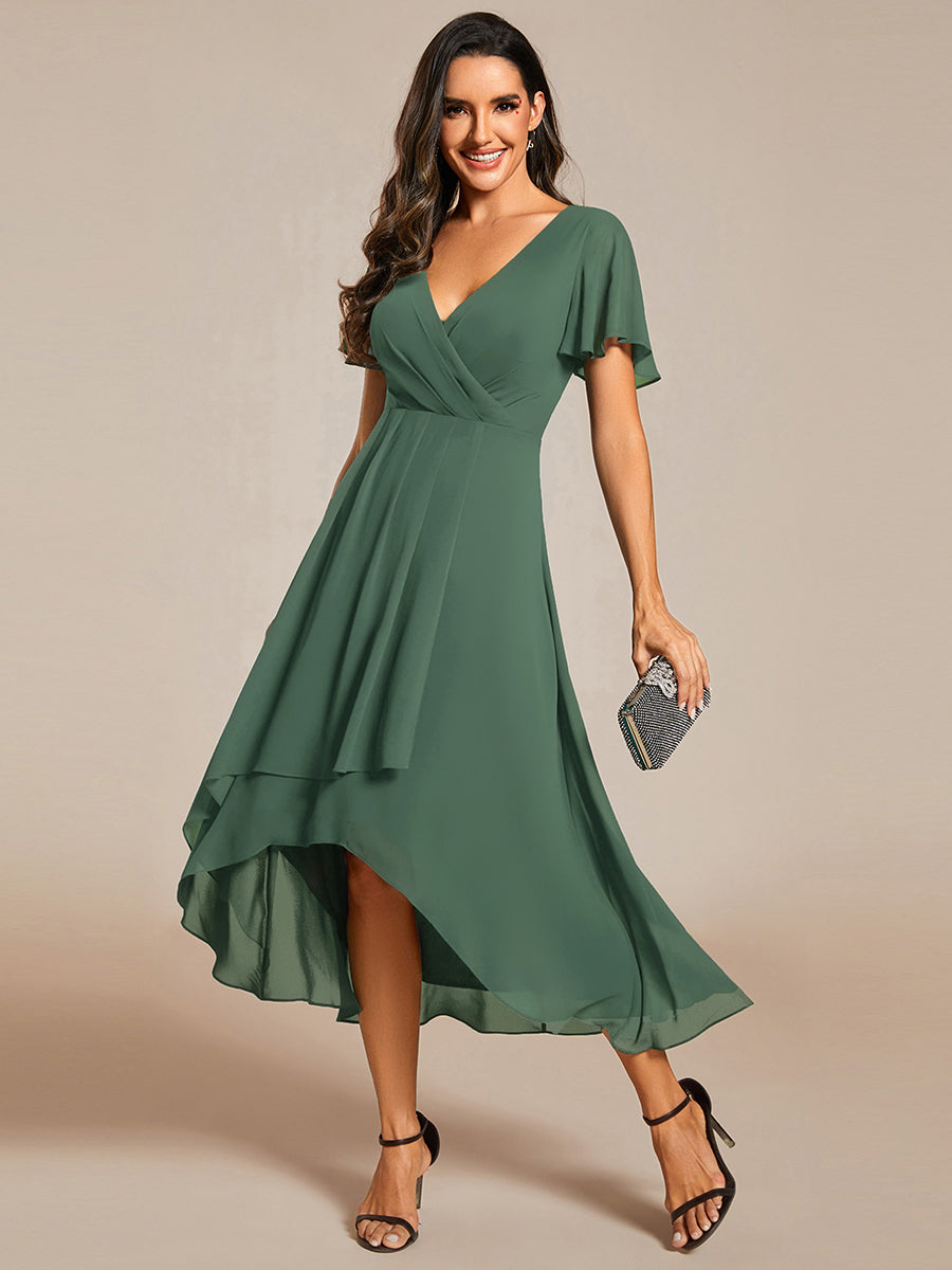 Funkelndes Abendkleid in A-Linie mit Empire-Taille und langen ?rmeln #farbe_Eukalyptus