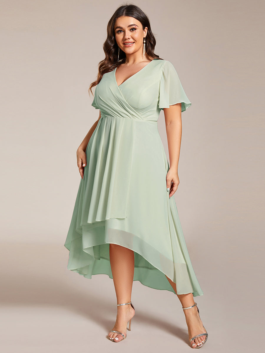 Funkelndes Abendkleid in A-Linie mit Empire-Taille und langen ?rmeln #farbe_Mintgrün