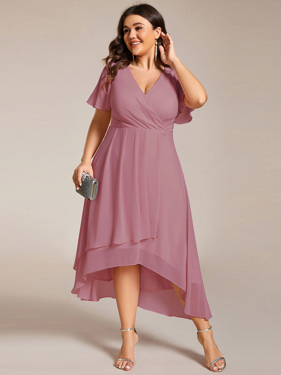 Funkelndes Abendkleid in A-Linie mit Empire-Taille und langen ?rmeln #farbe_Orchideenviolett