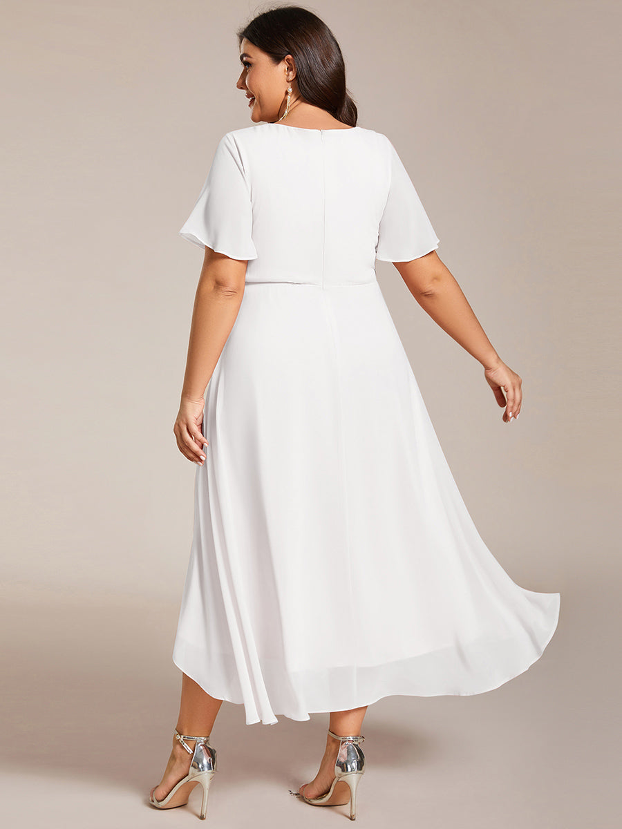Funkelndes Abendkleid in A-Linie mit Empire-Taille und langen ?rmeln #farbe_Weiß