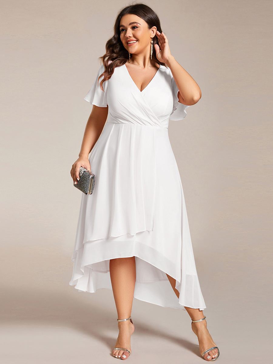 Funkelndes Abendkleid in A-Linie mit Empire-Taille und langen ?rmeln #farbe_Weiß