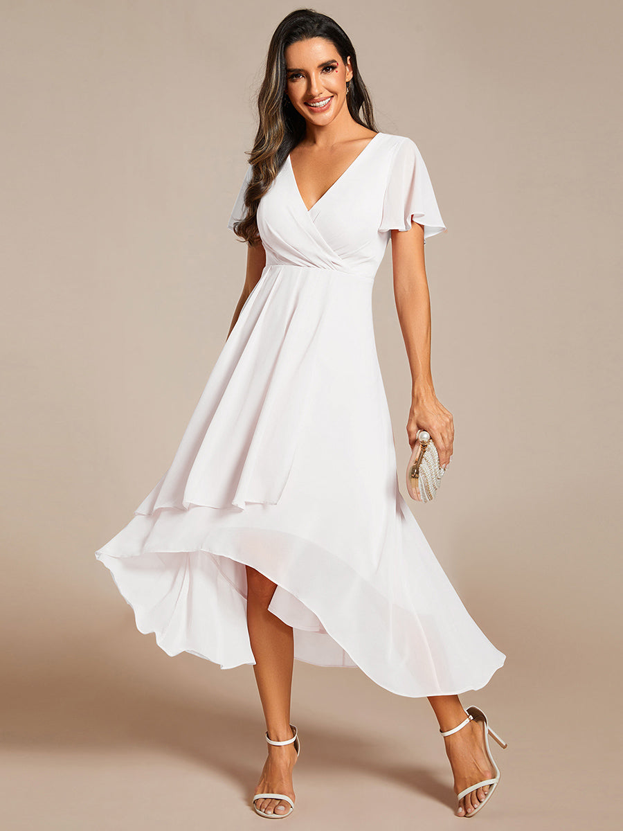Funkelndes Abendkleid in A-Linie mit Empire-Taille und langen ?rmeln #farbe_Weiß