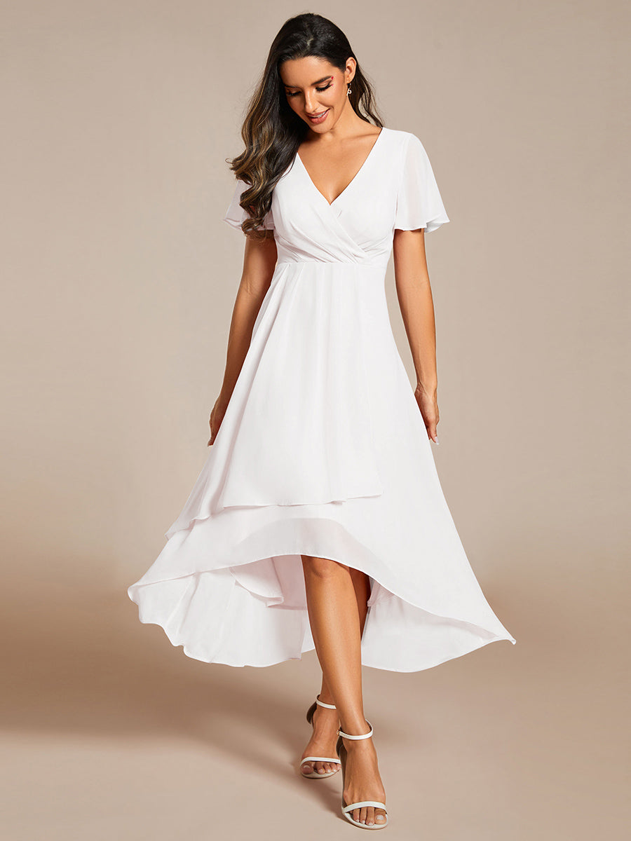 Funkelndes Abendkleid in A-Linie mit Empire-Taille und langen ?rmeln #farbe_Weiß
