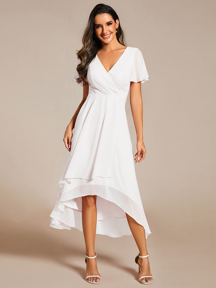 Funkelndes Abendkleid in A-Linie mit Empire-Taille und langen ?rmeln #farbe_Weiß