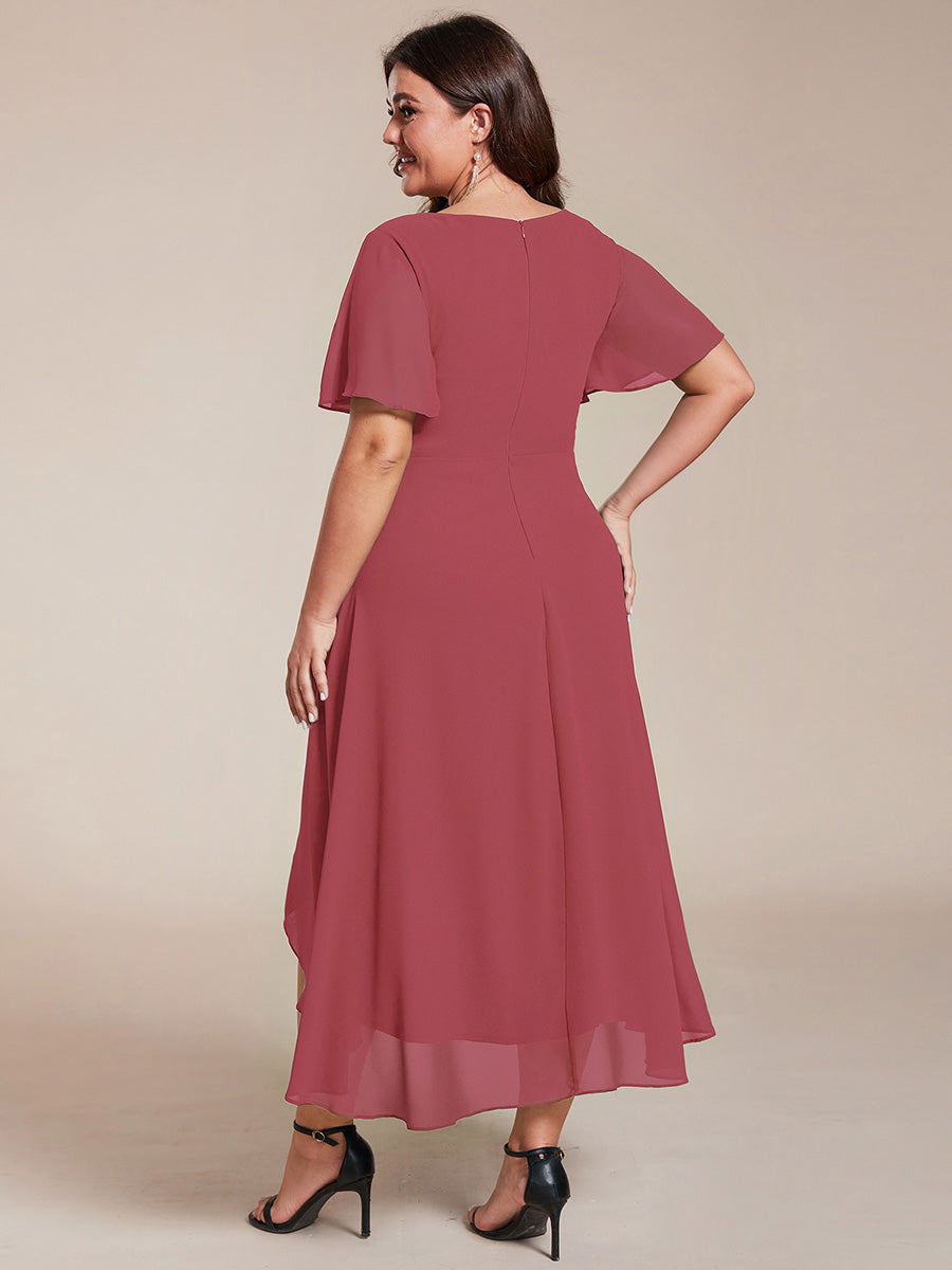 Funkelndes Abendkleid in A-Linie mit Empire-Taille und langen ?rmeln #farbe_Beige-Braun