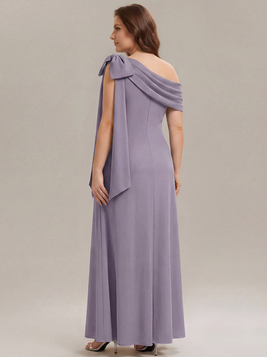 Maxikleid Ohne Träger Sheath Schnitt Strickstoff Schleifendetail Raffung Design Kleid #Farbe_Mattflieder