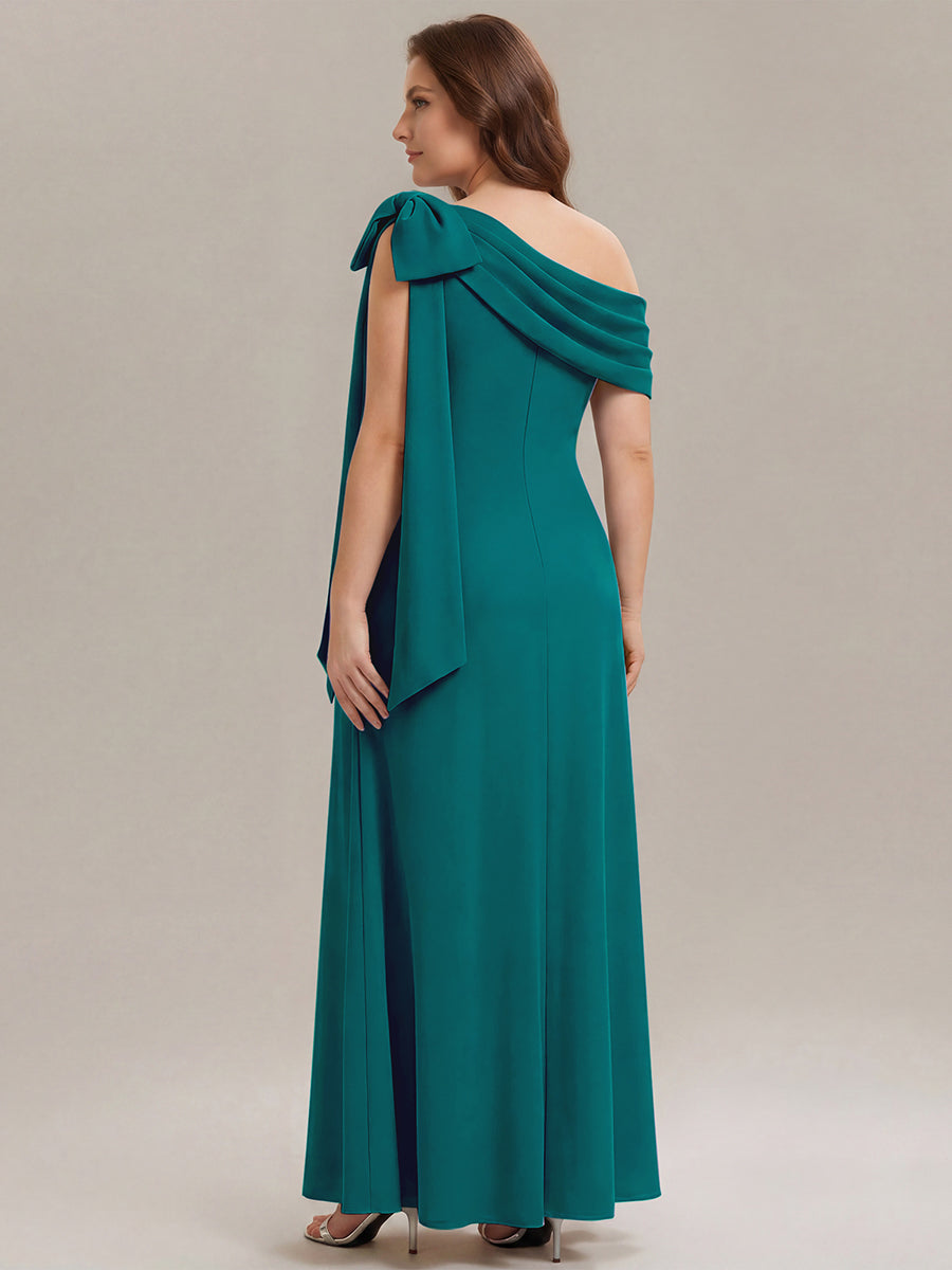 Maxikleid Ohne Träger Sheath Schnitt Strickstoff Schleifendetail Raffung Design Kleid #Farbe_Petrol