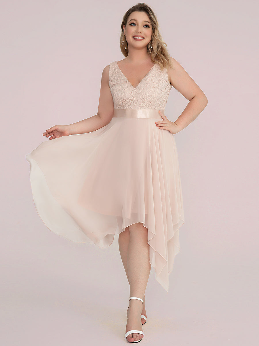 V-Ausschnitt Atemberaubende Spitze Ballkleider 00207 #farbe_Blush-Rosa