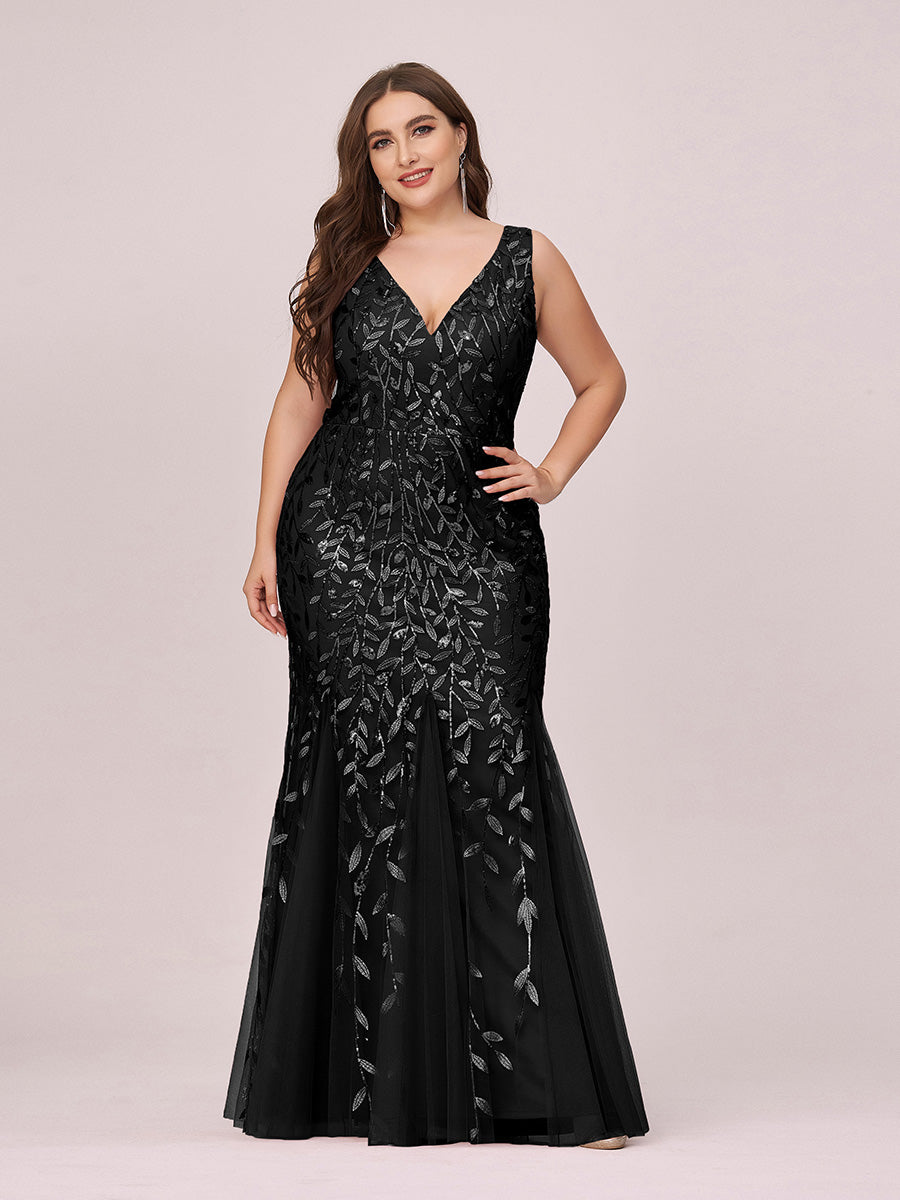 Aermelloses Abendkleid mit doppeltem V-Ausschnitt #Farbe_Schwarz