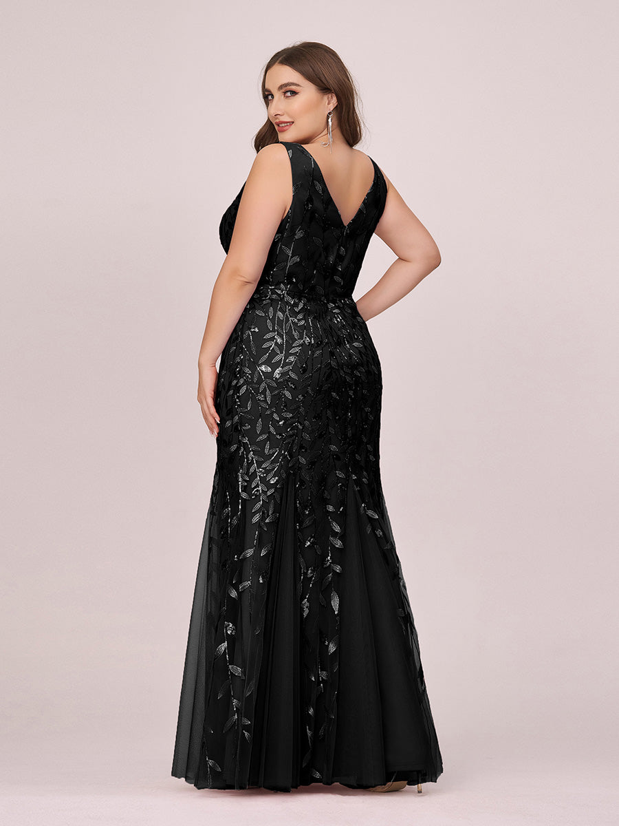Aermelloses Abendkleid mit doppeltem V-Ausschnitt #Farbe_Schwarz