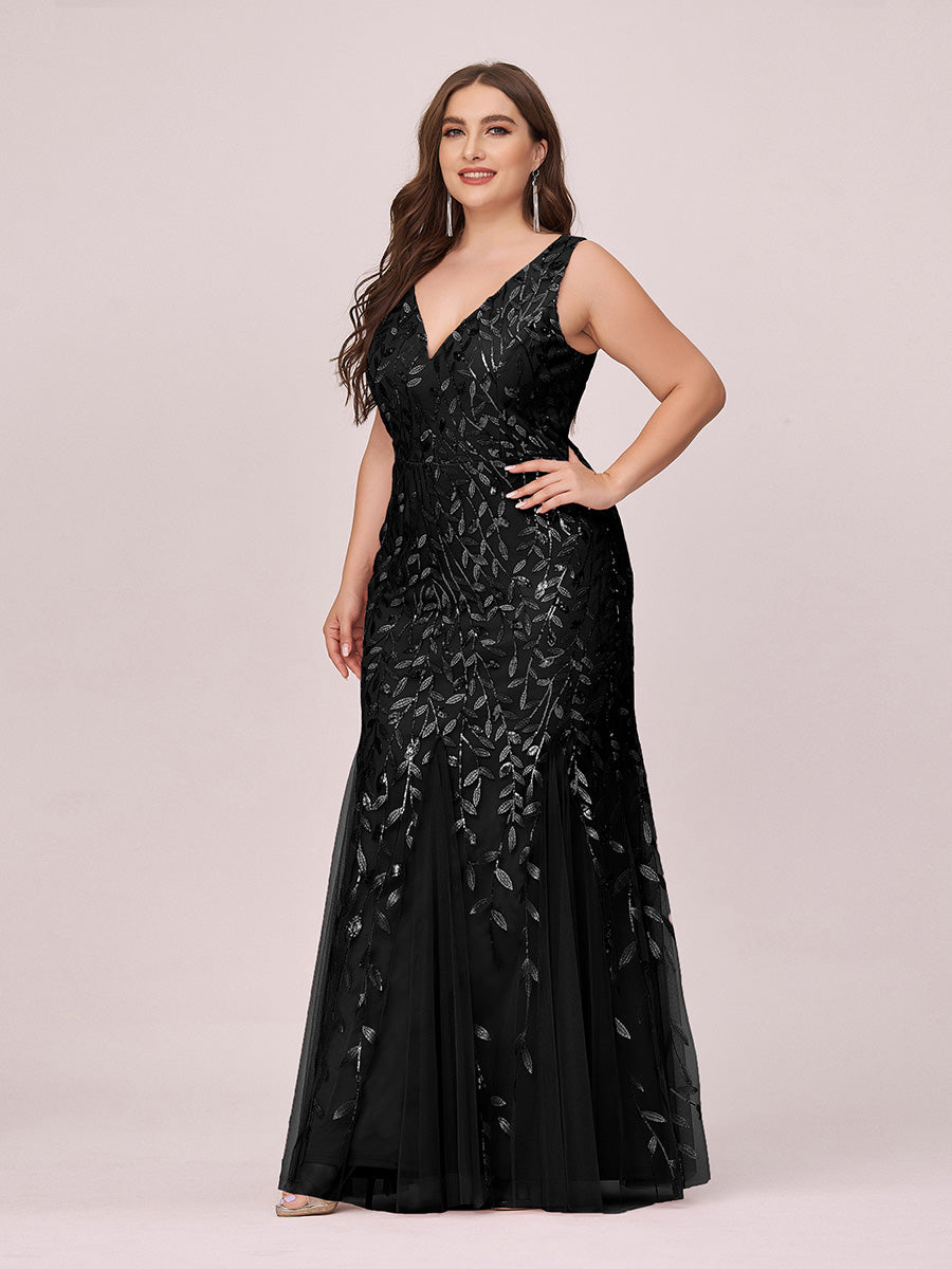 Aermelloses Abendkleid mit doppeltem V-Ausschnitt #Farbe_Schwarz