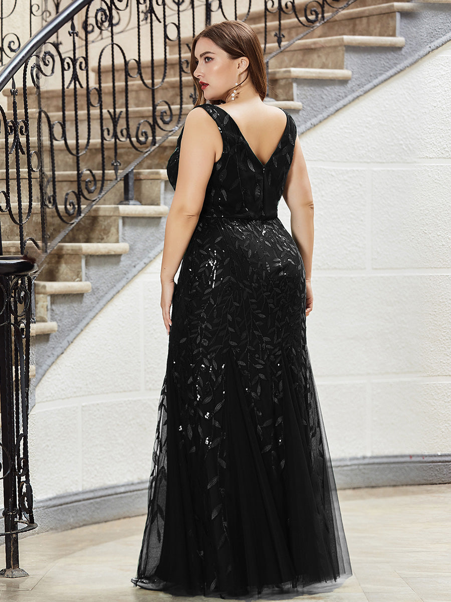 Aermelloses Abendkleid mit doppeltem V-Ausschnitt #Farbe_Schwarz