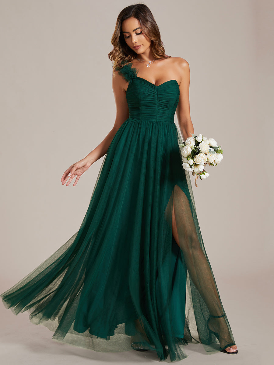 Funkelndes Abendkleid in A-Linie mit Empire-Taille und langen ?rmeln #farbe_Dunkelgrün