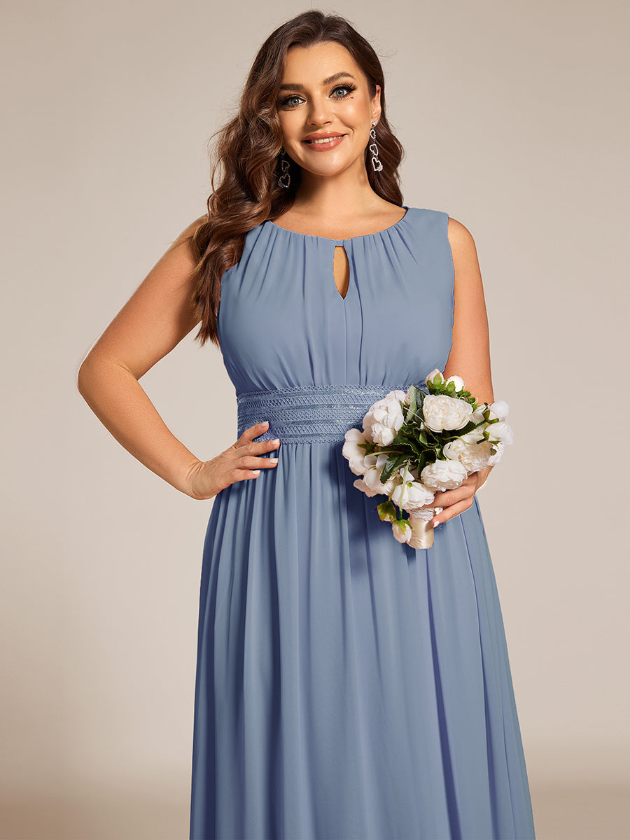 Bodenlanger A-Linien Chiffon Kleid Mit Rundhalsausschnitt Und Bestickten Details #Farbe_SL
