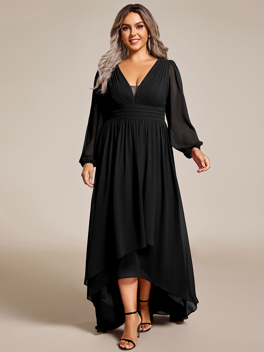 Robe d'invit¡§| de mariage trap¡§¡§ze en mousseline fluide ¡§¡è encolure ronde et longueur au genou #farbe_Schwarz