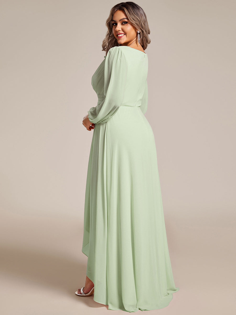 Robe d'invit¡§| de mariage trap¡§¡§ze en mousseline fluide ¡§¡è encolure ronde et longueur au genou #farbe_Mintgrün