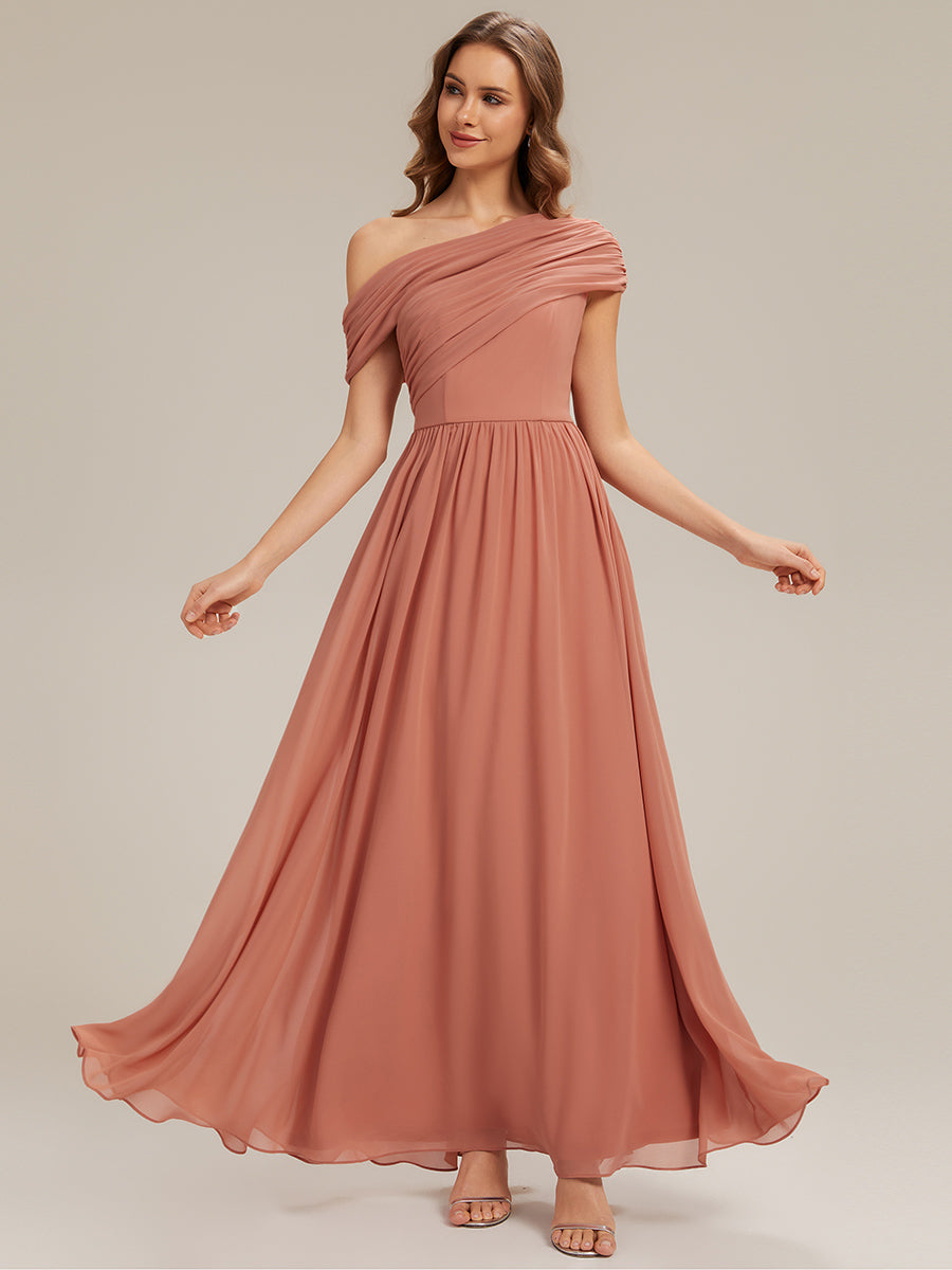 Maxilänge Asymmetrisches A-Linien Chiffon Kleid Mit Raffiniertem Design Für Elegante Anlässe #Farbe_Korallenpink