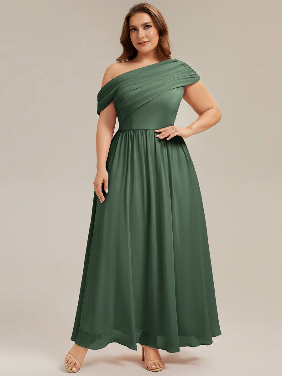 Maxilänge Asymmetrisches A-Linien Chiffon Kleid Mit Raffiniertem Design Für Elegante Anlässe #Farbe_Eukalyptus