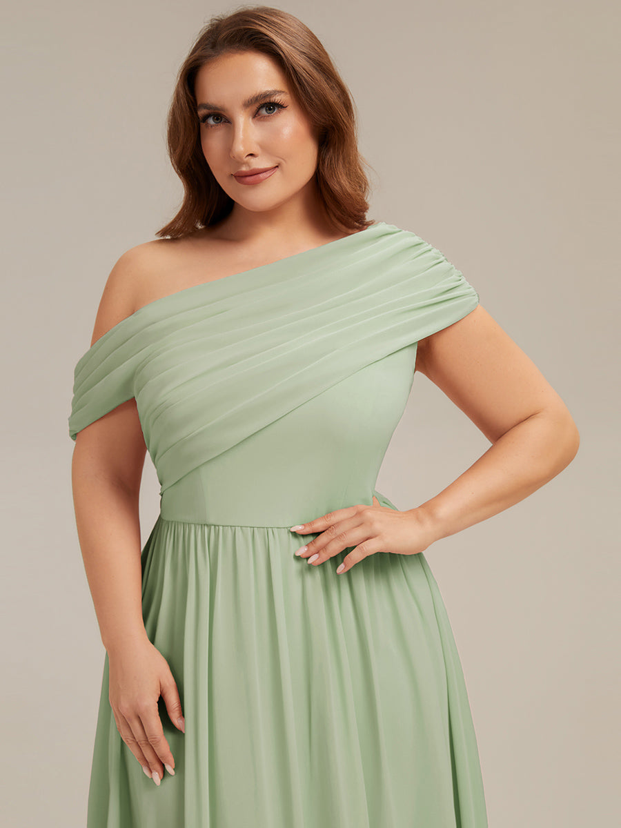 Maxilänge Asymmetrisches A-Linien Chiffon Kleid Mit Raffiniertem Design Für Elegante Anlässe #Farbe_Mintgrün