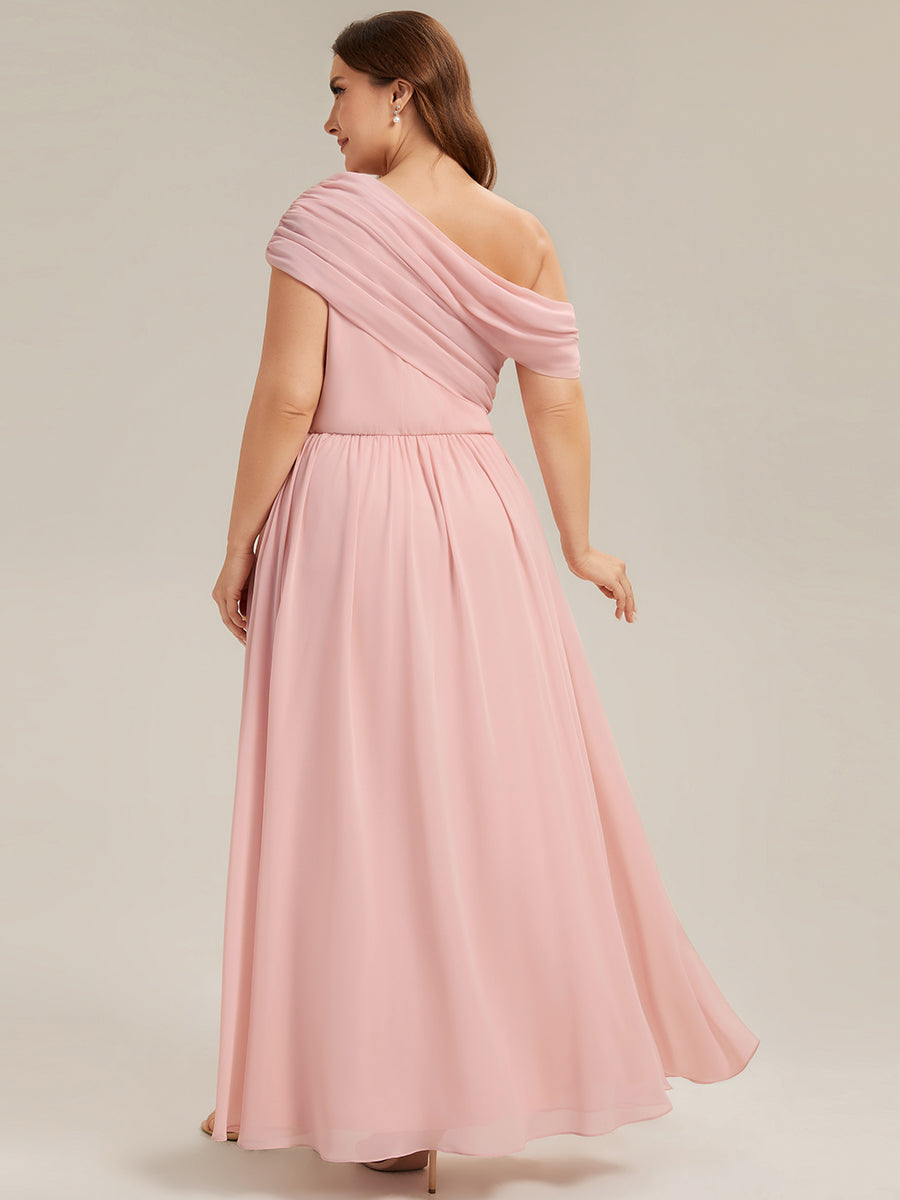 Maxilänge Asymmetrisches A-Linien Chiffon Kleid Mit Raffiniertem Design Für Elegante Anlässe #Farbe_Pink
