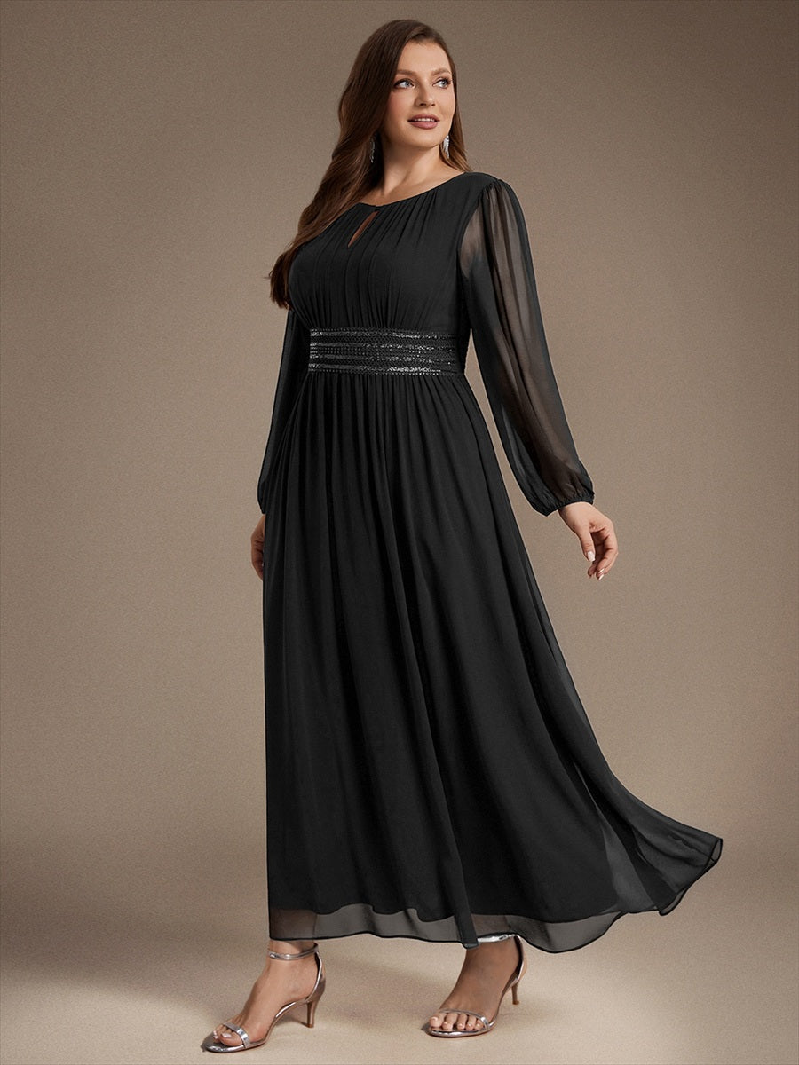 Chiffon A-Linie Puffärmel,. Nicht elastisch brautjungfernkleid #Farbe_Schwarz