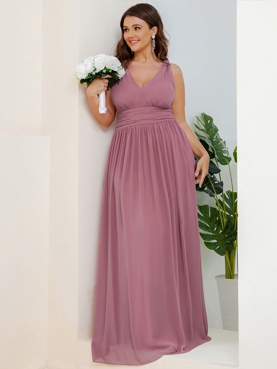 Damen V-Ausschnitt Lange Chiffon Abendkleider Festkleider 09016 #farbe_Orchideenviolett