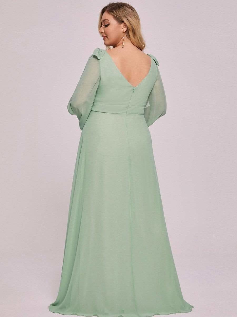 Color=Mint Gruen | Sanftes Brautjungfernkleid mit geschlitzten Ärmeln und tiefem Rücken am Oberschenkel-Mint Gruen 10