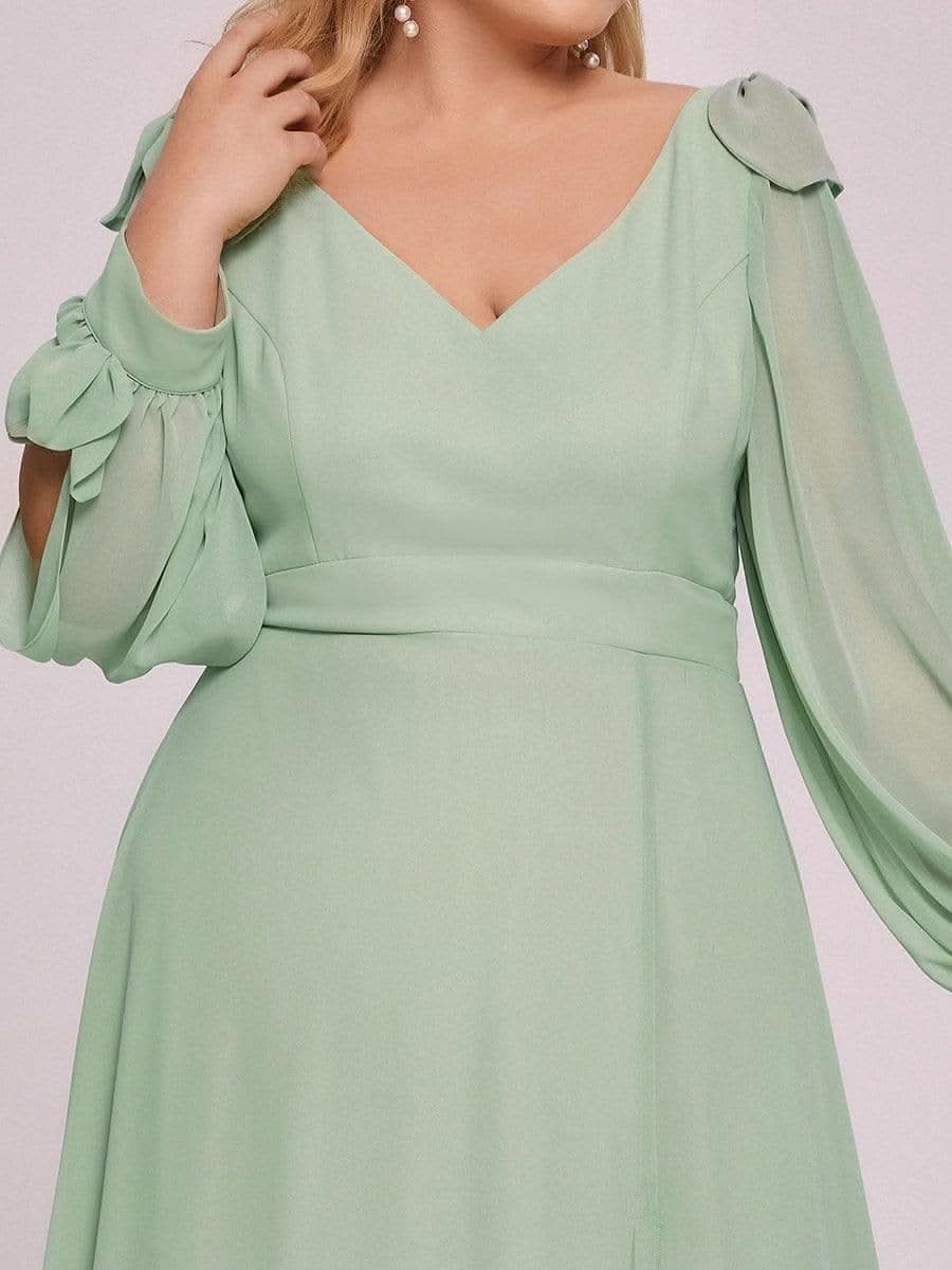 Color=Mint Gruen | Sanftes Brautjungfernkleid mit geschlitzten Ärmeln und tiefem Rücken am Oberschenkel-Mint Gruen 12