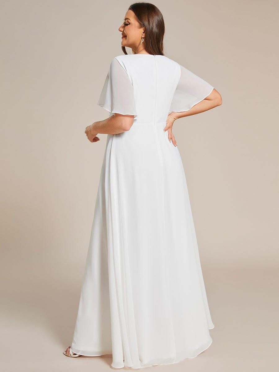 Funkelndes Abendkleid in A-Linie mit Empire-Taille und langen ?rmeln #farbe_Creme