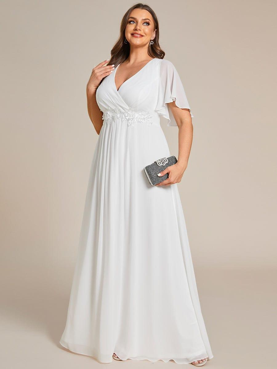 Funkelndes Abendkleid in A-Linie mit Empire-Taille und langen ?rmeln #farbe_Creme