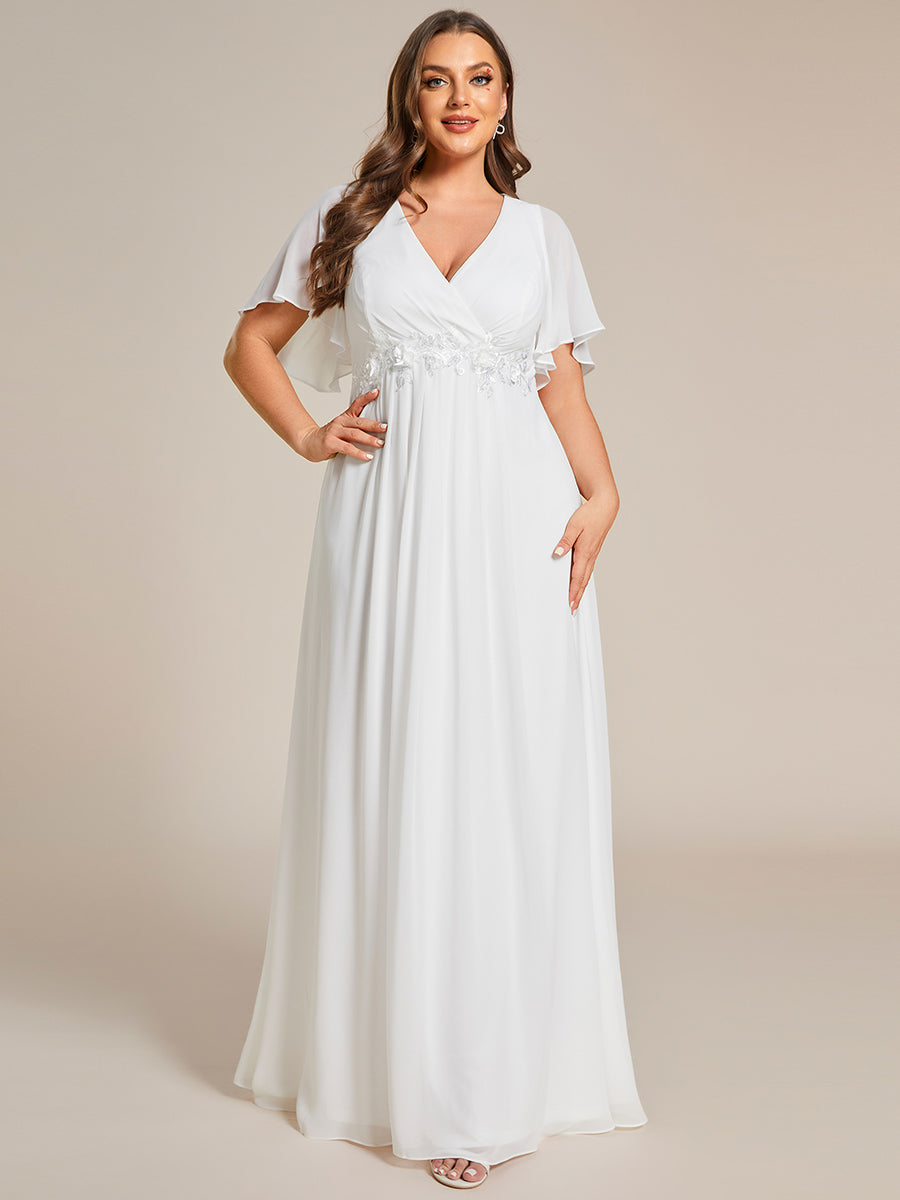 Funkelndes Abendkleid in A-Linie mit Empire-Taille und langen ?rmeln #farbe_Creme