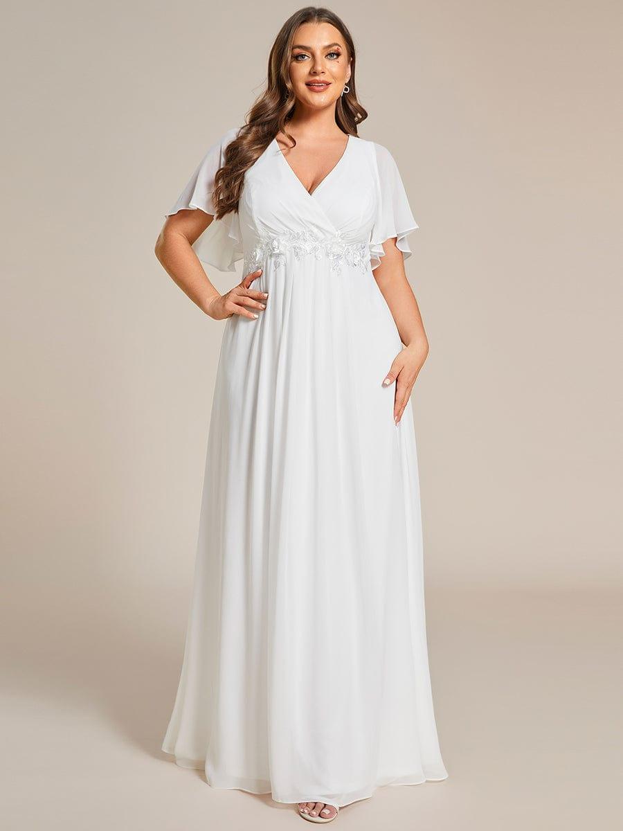 Funkelndes Abendkleid in A-Linie mit Empire-Taille und langen ?rmeln #farbe_Creme