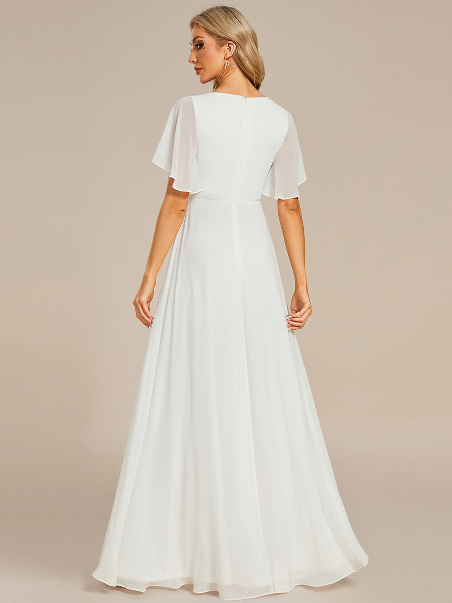 Funkelndes Abendkleid in A-Linie mit Empire-Taille und langen ?rmeln #farbe_Creme