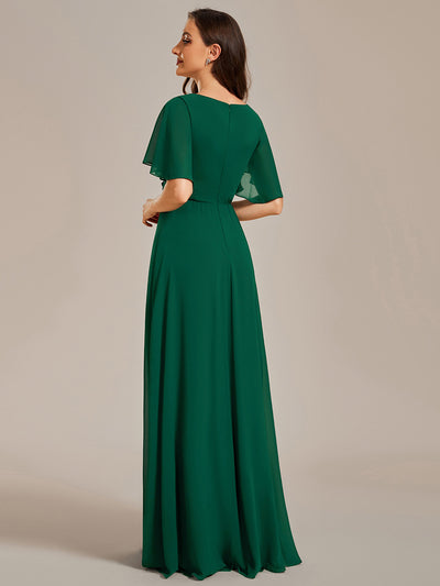 Funkelndes Abendkleid in A-Linie mit Empire-Taille und langen ?rmeln #farbe_Dunkelgrün