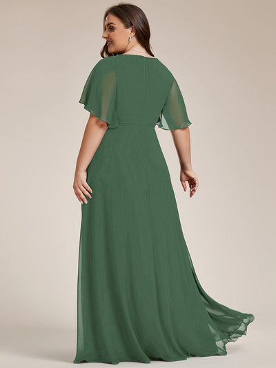 Glitzerndes A-Linien-Abendkleid mit Empire-Taille und langen Laternen?rmeln #farbe_Eukalyptus