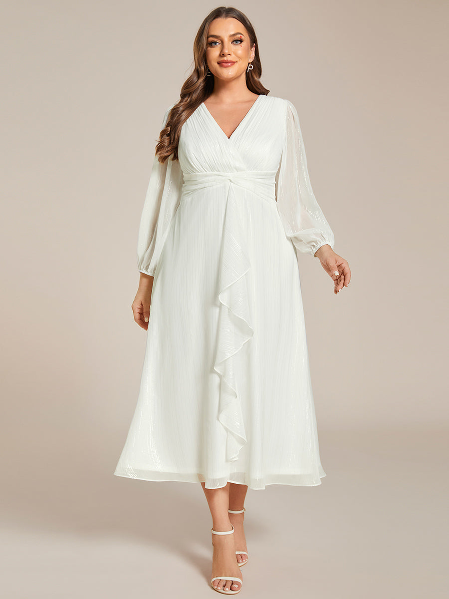 Robe d'invit¡§| de mariage trap¡§¡§ze en mousseline fluide ¡§¡è encolure ronde et longueur au genou #farbe_Creme