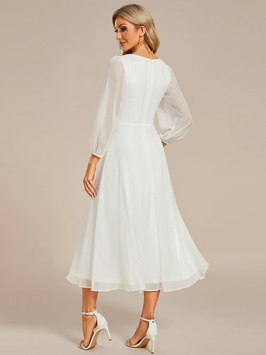 Robe d'invit¡§| de mariage trap¡§¡§ze en mousseline fluide ¡§¡è encolure ronde et longueur au genou #farbe_Creme