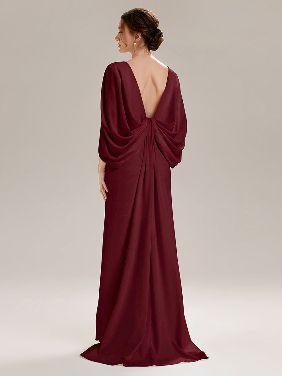 Maxi Tie-Front Und Rückenfreies Kleid Mit Tiefem V-Ausschnitt Im Meerjungfrau Stil Aus Strick #Farbe_Burgunderrot