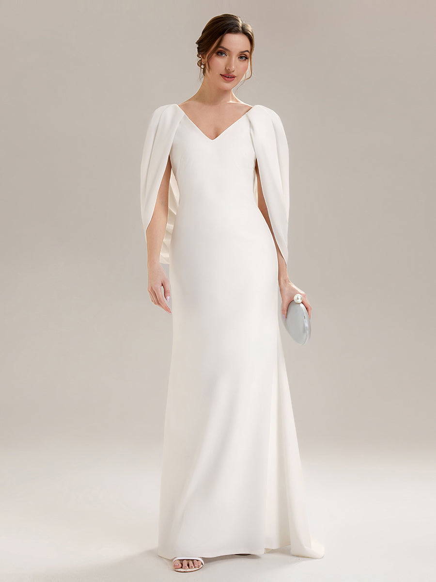 Maxi Tie-Front Und Rückenfreies Kleid Mit Tiefem V-Ausschnitt Im Meerjungfrau Stil Aus Strick #Farbe_Weiß