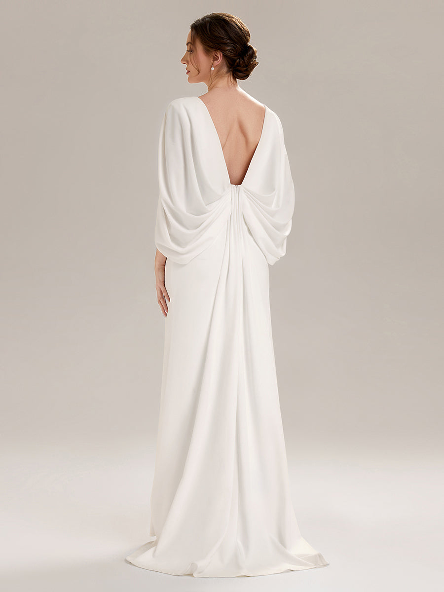 Maxi Tie-Front Und Rückenfreies Kleid Mit Tiefem V-Ausschnitt Im Meerjungfrau Stil Aus Strick #Farbe_Weiß