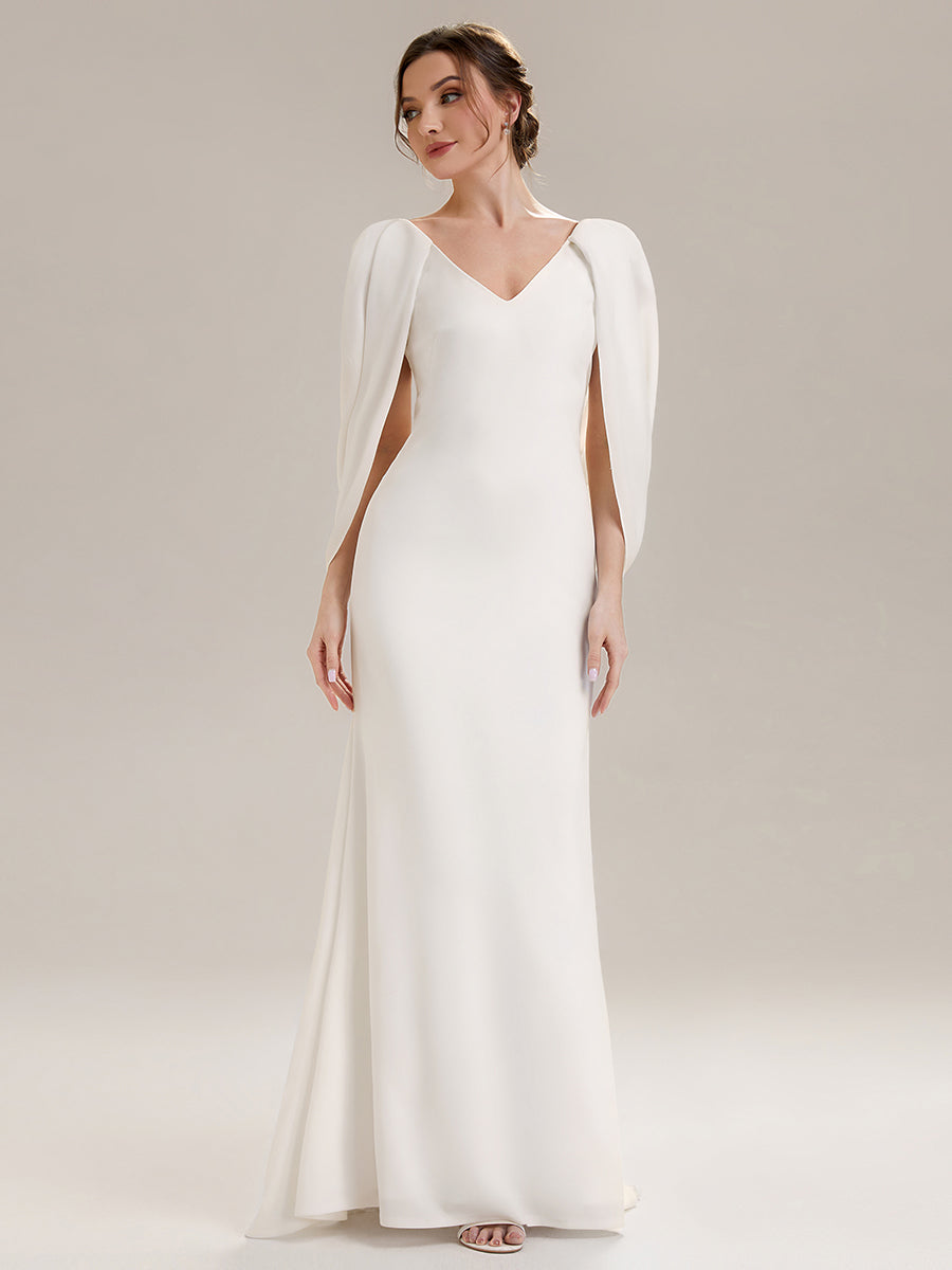Maxi Tie-Front Und Rückenfreies Kleid Mit Tiefem V-Ausschnitt Im Meerjungfrau Stil Aus Strick #Farbe_Weiß