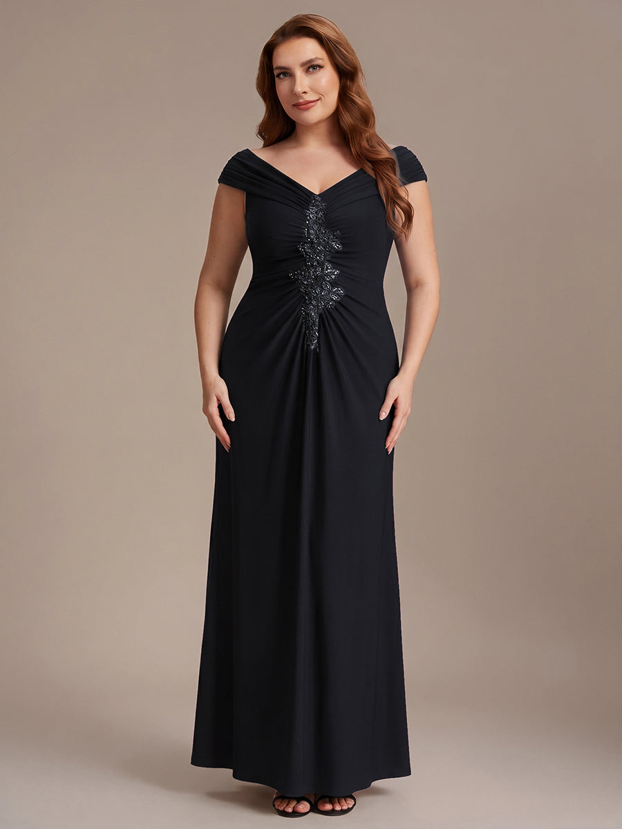 Maxil?nge V-Ausschnitt Etui-Kleid Aus Mesh Elegante Details Figurbetonender Schnitt Kleid #Farbe_Schwarz
