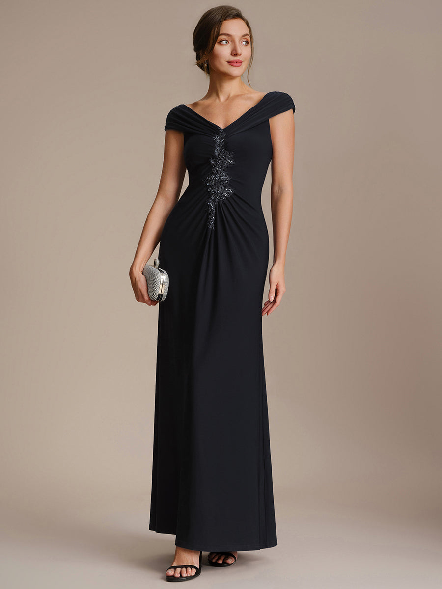 Maxil?nge V-Ausschnitt Etui-Kleid Aus Mesh Elegante Details Figurbetonender Schnitt Kleid #Farbe_Schwarz