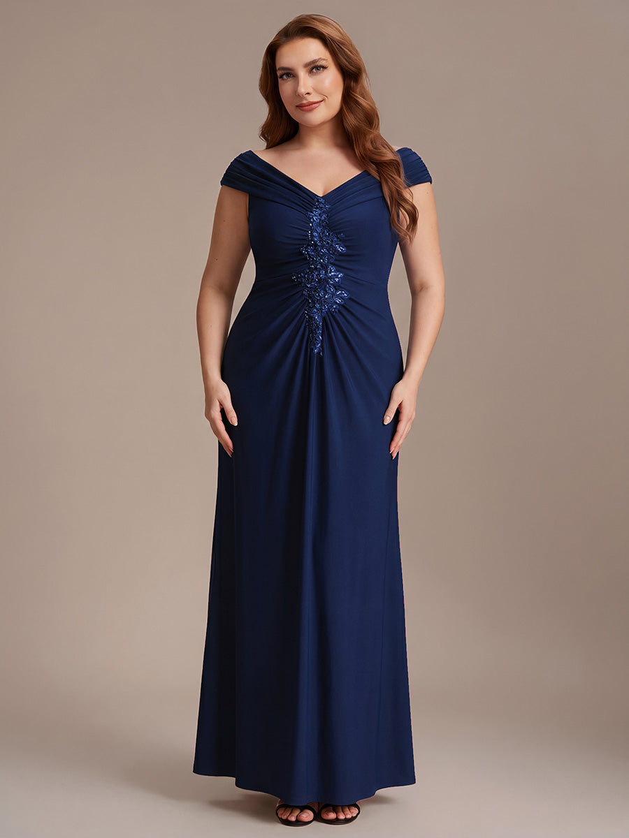 Maxil?nge V-Ausschnitt Etui-Kleid Aus Mesh Elegante Details Figurbetonender Schnitt Kleid #Farbe_Marineblau