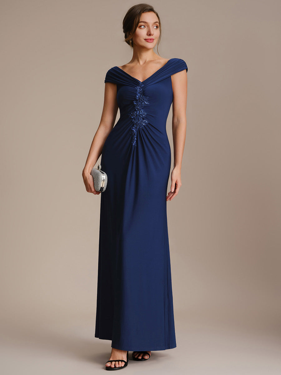 Maxil?nge V-Ausschnitt Etui-Kleid Aus Mesh Elegante Details Figurbetonender Schnitt Kleid #Farbe_Marineblau