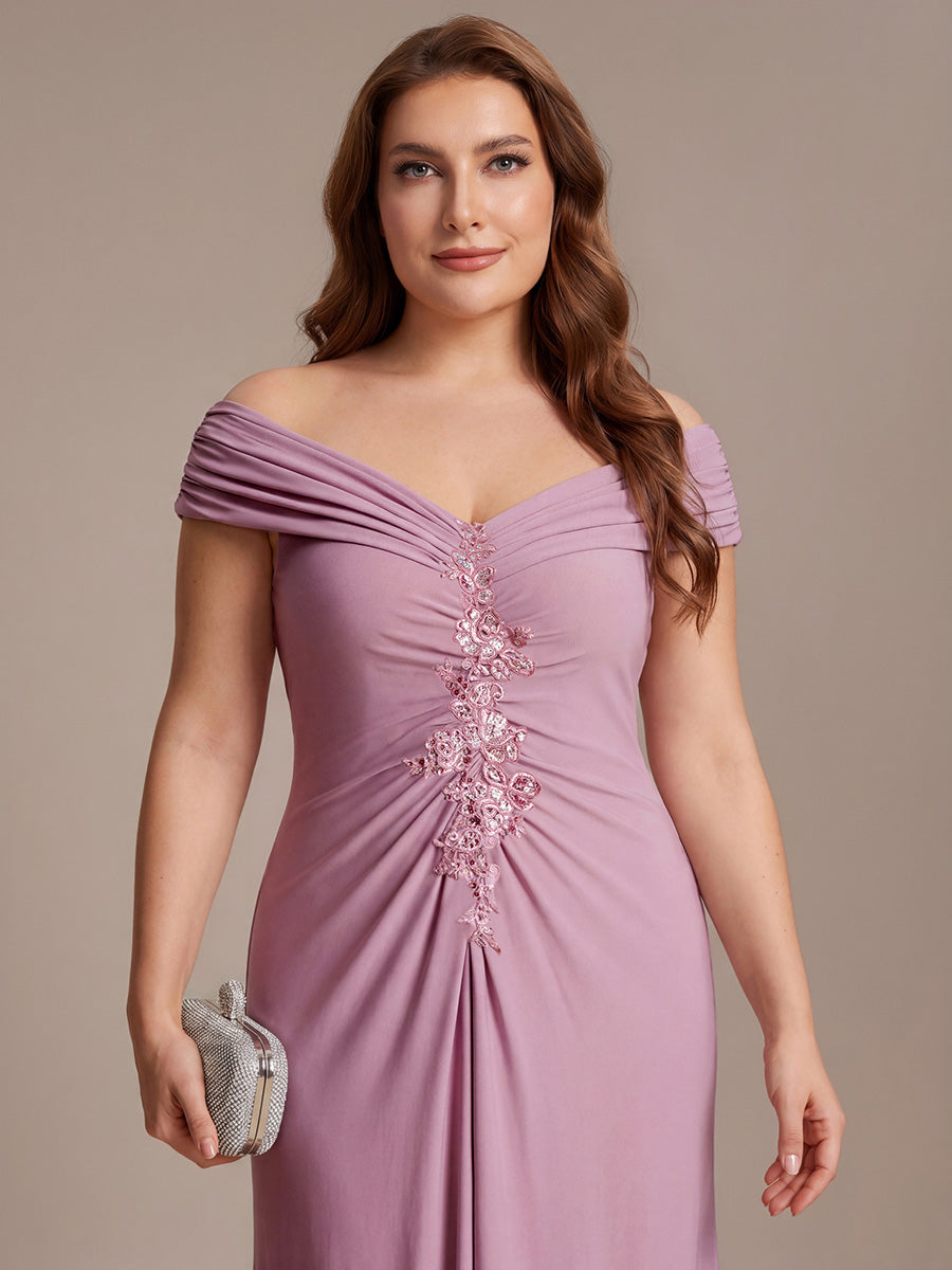Maxil?nge V-Ausschnitt Etui-Kleid Aus Mesh Elegante Details Figurbetonender Schnitt Kleid #Farbe_Orchideenviolett