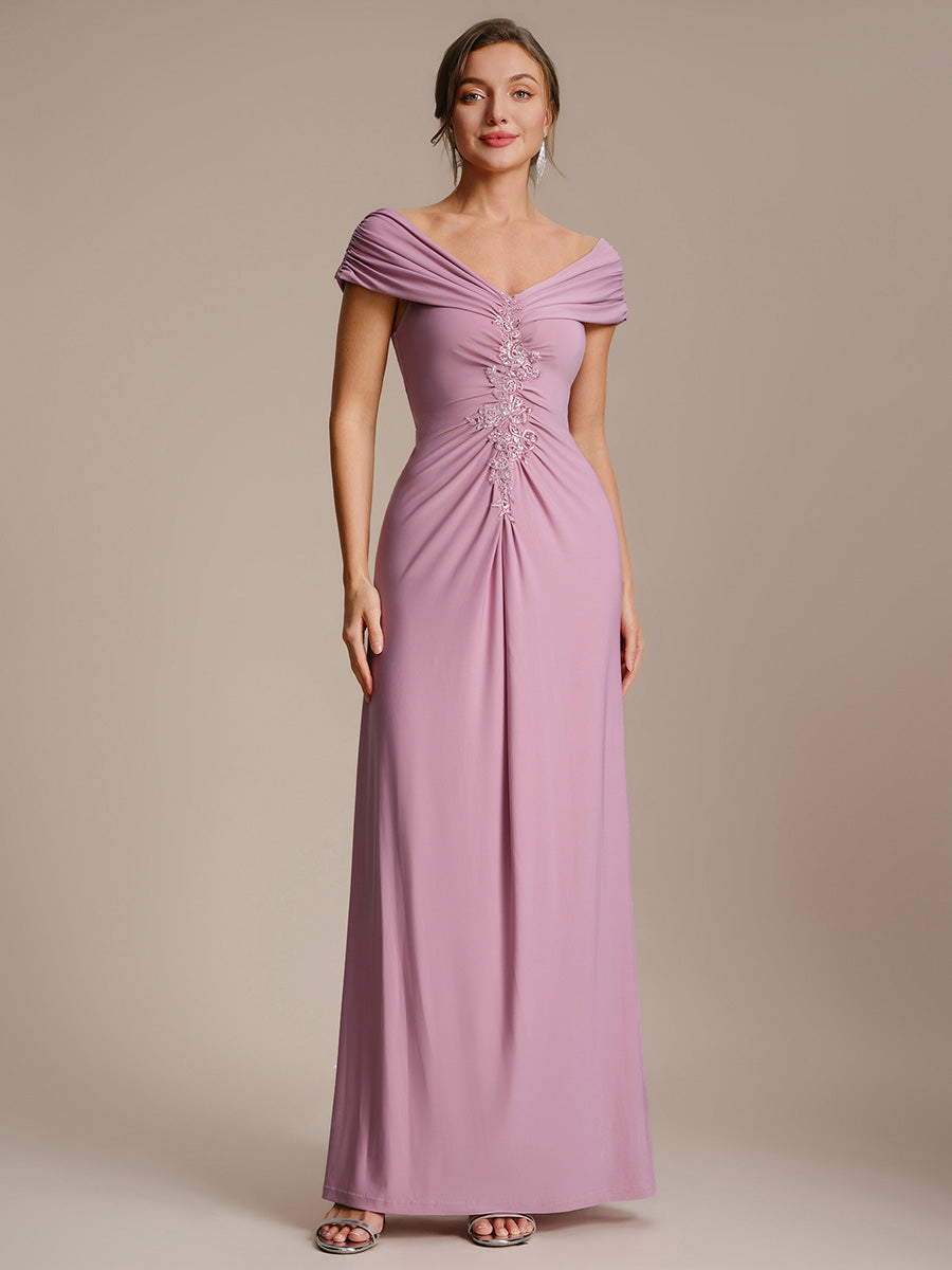 Maxil?nge V-Ausschnitt Etui-Kleid Aus Mesh Elegante Details Figurbetonender Schnitt Kleid #Farbe_Orchideenviolett