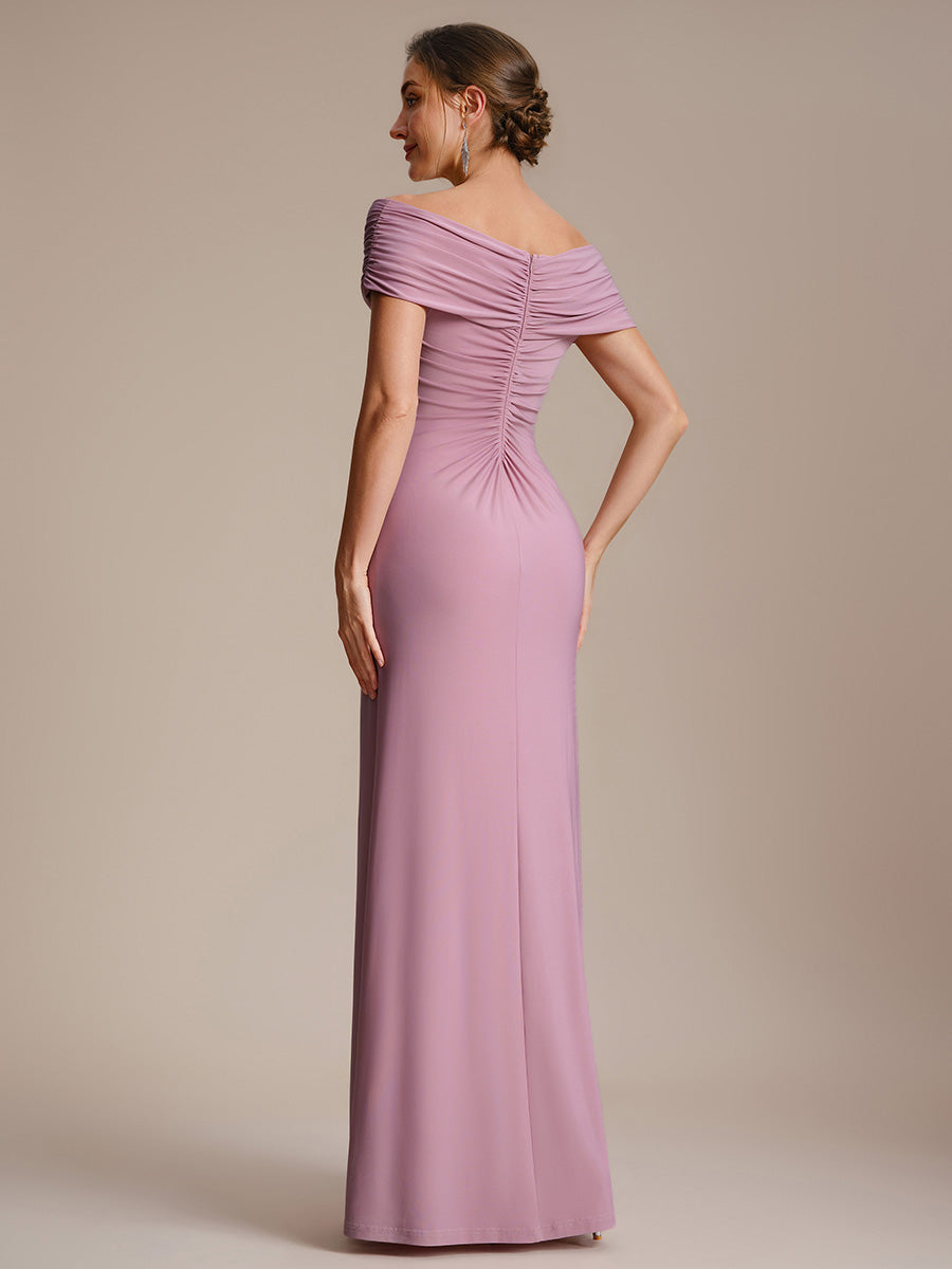 Maxil?nge V-Ausschnitt Etui-Kleid Aus Mesh Elegante Details Figurbetonender Schnitt Kleid #Farbe_Orchideenviolett