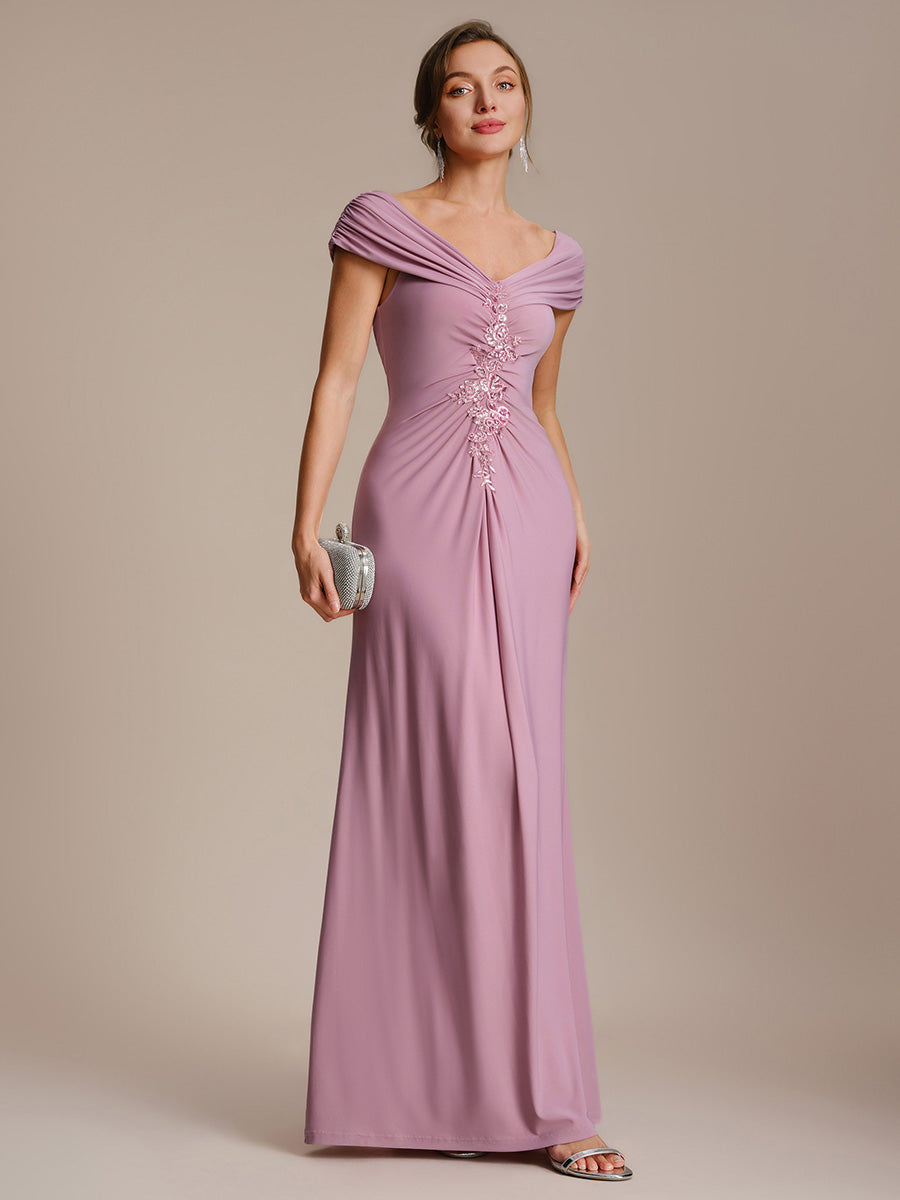 Maxil?nge V-Ausschnitt Etui-Kleid Aus Mesh Elegante Details Figurbetonender Schnitt Kleid #Farbe_Orchideenviolett